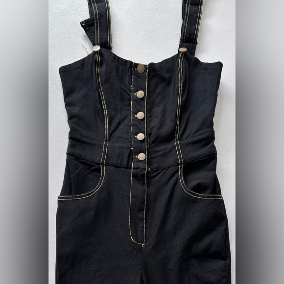 Unique Vintage Black Denim Overalls size S/4 - Picture 4 of 14